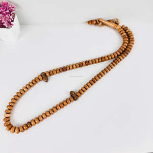 Rosario Misbah Original de 100 Cuentas, Pulido, de Alta Calidad, Personalizado, Católico, de Madera de Teca Amarilla Antigua, para Oración, Tasbeeh, Uso Religioso - Product Image 5