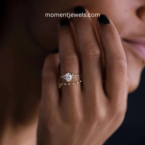 Anillo de Compromiso de Plata de Ley 925 con Circonita de Corte Ovalado, Anillo de Boda Chapado en Oro para Mujer - Product Image 5