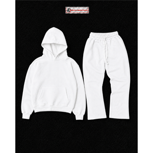 Conjunto Deportivo Premium de Sudadera con Capucha Blanca Extra Grande Unisex, Sudadera Lisa, Pantalones Jogger, Ropa Deportiva Informal para Calle - Product Image 5