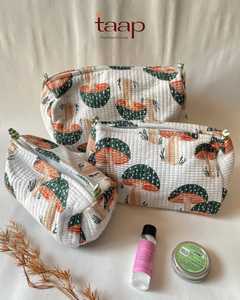 Bolsas de Aseo de Algodón Estampado, Bolsa de Maquillaje Acolchada, Bolsa de Cosméticos con Estampado de Bloques - Product Image 6