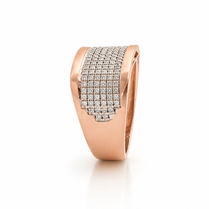 18K Rose Gold <b>Mens</b> Diamond Pave <b>Ring</b> Wide Band Luxury Modern Design Fine Jewelry Wedding Party Daily Wear Gift High Polish - Product Image 3
