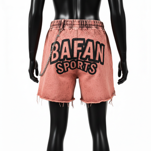 Shorts de Mujer Premium de Algodón con Lavado Ácido, 300 GSM, Color Rosa, Estilo Vintage, Bajo sin Rematar, con Logotipo Personalizado por Transferencia Térmica - Product Image 2