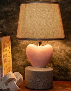 Modern Heart Shape Ceramic Table Lamp with Beige Fabric Drum Shade Warm White Light for Bedroom <b>Decorative</b> <b>Lighting</b> - Product Image 1