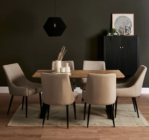 Juego de Comedor Rectangular Moderno de Madera de Teca Sólida Per Se, 6 Sillas Tapizadas en Tela, Muebles de Lujo para Hotel o Villa - Product Image 5