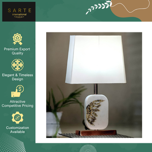 Top Quality Eco-Friendly B22 Bulb and Luxury White Marble Base Modern Contemporary Desk & <b>Bedside</b> <b>Table</b> Lamp at Low Market Price - Product Image 3