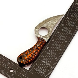 Couteau artisanal en acier Damas avec manche en bois - Lame fixe de 7 pouces, pointe clip, couteau de chasse/camping EDC - Product Image 3