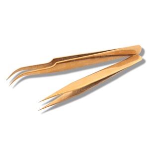 Juego de pinzas de pestañas de acero inoxidable curvo fuerte de último diseño, herramienta de extensión de pestañas con punta de fibra para recoger e injertar - Product Image 2