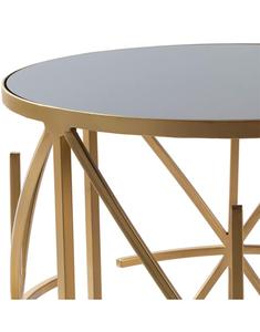 Modern <b>Round</b> <b>Side</b> <b>Table</b> With <b>Gold</b> Metal Frame And Glass Top Indoor Living Room Decor Accent Piece - Product Image 3