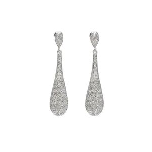 Pendientes colgantes de diamantes naturales blancos de corte redondo de 1.06 quilates, plata de ley 925, color G-H y claridad I, engaste de garras elegante - Product Image 1