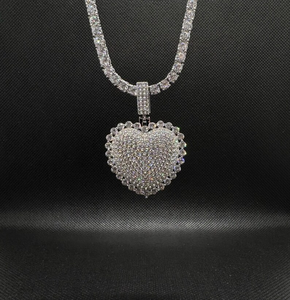 Colgante de Corazón de Plata 925 con Incrustaciones de Moissanita, Estilo Hip Hop, Joyería de Moda para Ella - Product Image 2