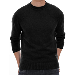 เสื้อสเวตเตอร์ไหมพรมคอกลมสีดำสำหรับผู้ชาย ทรงปกติ สีพื้น สไตล์ลำลอง สำหรับฤดูใบไม้ร่วง คุณภาพดีที่สุด สไตล์สตรีทแวร์ใหม่ล่าสุด - Product Image 1