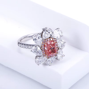 Flower <b>Cocktail</b> <b>Ring</b> 18K Solid <b>Gold</b> Pear Cut Diamond Prong Setting Luxury Women's Engagement Fine Jewelry - Product Image 1