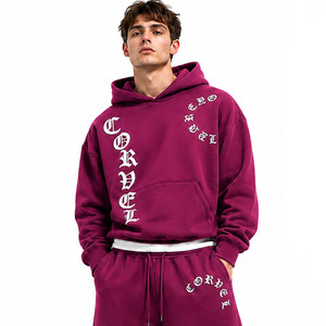 Ensemble de survêtement en coton épais de haute qualité avec impression 3D en relief, sweat à capuche oversize et pantalon de jogging à double taille, motif graphique personnalisé - Product Image 2