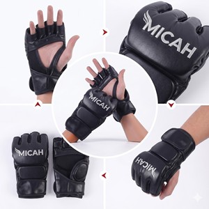 Guantes de Entrenamiento de Medio Dedo de Cuero Micah, Impermeables, con Cierre de Gancho y Bucle, Personalizables para Grappling y Sparring Profesional, Unisex - Product Image 4
