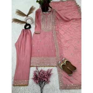Fancy Traditional Muslim <b>Clothing</b> & <b>Accessories</b> with Heavy Embroidery Sequence Work Top-Bottom and Dupatta - Product Image 3
