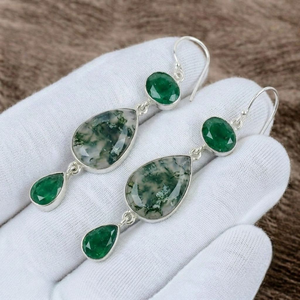 Bezel Setting Fine Solid 925 <b>Sterling</b> <b>Silver</b> <b>Earrings</b> Handmade Agate & Onyx Dangle <b>Earrings</b> Boho Gemstone <b>Drops</b> For Women - Product Image 3