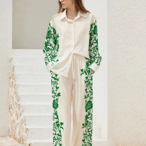 เสื้อทอผ้าลายทึบแบบลำลองสำหรับฤดูร้อน เสื้อแจ็คการ์ดผ้าฝ้ายปักลายดอกไม้ ความยาวสั้น สวมใส่ได้ทุกวัน ชุดสองชิ้น ทำจากผ้าชีฟอง - Product Image 6