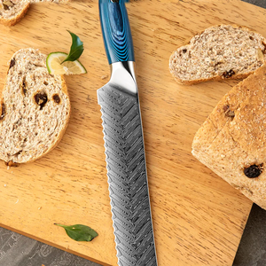 Edge Master Custom Handmade Forged Damascus Steel Serrated <b>Bread</b> Kitchen <b>Knife</b> Ambidextrous Wood Handle Dishwasher Safe - Product Image 4