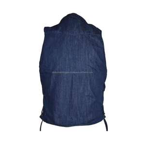 Jet Black OEM diseño Retro hombres Slim Denim chaleco chaqueta sin mangas Jean chaleco camionero chaquetas Casuales - Product Image 5