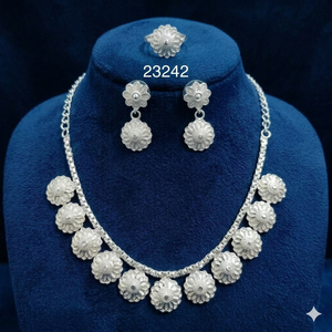 Parure de bijoux en alliage de zinc plaqué or 24 carats pour femme, style vintage Dubaï, avec broche fleur de perle, boucles d'oreilles et collier, cadeau d'anniversaire - Product Image 2