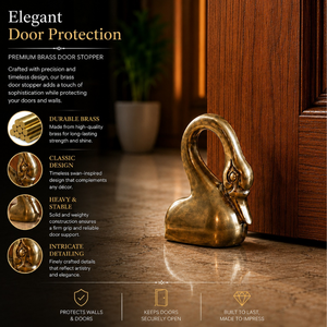 Luxury Swan Brass <b>Door</b> Stopper Heavy Duty Decorative Floor <b>Standing</b> <b>Door</b> Holder Home Office Hotel Hardware Accent Decor Gold - Product Image 5