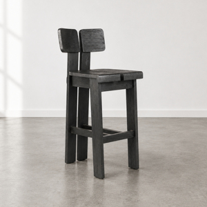 Minimalist Sungkai <b>Wood</b> Bar <b>Stool</b> with Woven Backrest-Durable High Bar <b>Stool</b> for Home Bar & Hotel Use-Mola - Product Image 1