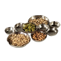 9 plats en argent décoratifs, ensemble de bols à servir, bonbons, noix, biscuits, fruits, utilisation pour servir, métal, bol à compartiments multiples pour fête