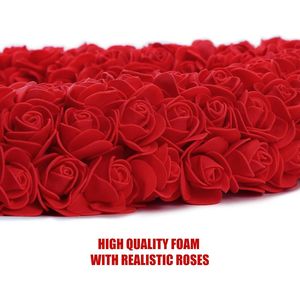 Ghirlanda a Forma di Cuore per San Valentino da 13 Pollici, Ghirlanda di Rose Rosse Artificiali in Schiuma per Porta d'Ingresso, Finestra, Parete, Casa, Matrimonio, Festa - Product Image 3