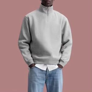 Sweat-shirts pour hommes de style américain, personnalisés avec logo, en coton et polyester 500G, à fermeture éclair 1/4, coupe ample et élégante - Product Image 5