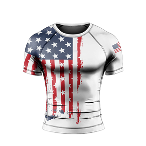 Camiseta Deportiva Unisex de Manga Corta con Estampado de Bandera Americana por Sublimación, Secado Rápido, Transpirable, 100% Poliéster, MMA BJJ, Camisetas Deportivas Personalizadas - Product Image 3