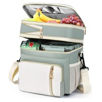 Sac de pique-nique isotherme extensible à double couche, glacière pliable pour les voyages, grande glacière pour le déjeuner, glacière de coffre
