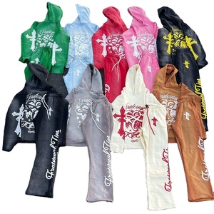 Conjunto Deportivo de Invierno con Estampado Puff, Efecto Lavado Ácido, Personalizable, de Alta Calidad, Forro Polar, Cortavientos, Unisex - Product Image 1