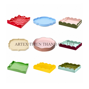 ถาดเสิร์ฟตกแต่งคุณภาพสูง PiLacquer ขายส่ง ถาดไม้ทำมือ ดีไซน์ขอบหยักสวยงาม จากโรงงานโดยตรง - Product Image 1