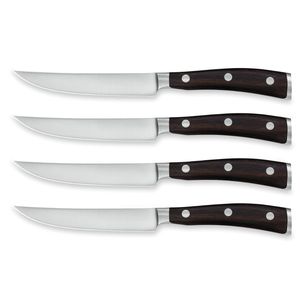 Commercial Steak <b>Knives</b> <b>Set</b> of 4 with Precision <b>Sharp</b> Stainless Steel Blades and Classic Black Handles for Restaurant Catering - Product Image 1