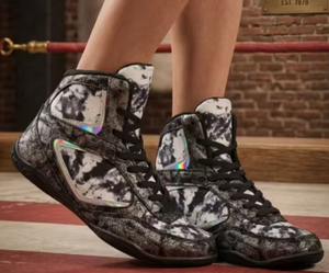 Custom Brand High Top Wrestling Training Shoes <b>Tie</b> Dye Black <b>White</b> PU Durable All Seasons Customized Logo & Material - Product Image 3