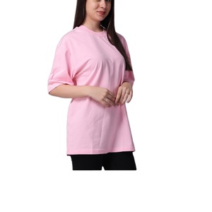 Camiseta de Algodón de Manga Corta y Cuello Redondo para Mujer, Talla Grande, Color Sólido, con Logotipo Personalizado, Proveedor Mayorista de BD - Product Image 1