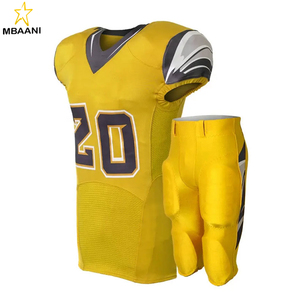 Uniforme de Fútbol Americano MBAANI, Jersey Amarillo de Manga Corta con el Número 20 y Pantalones a Juego, Diseño con Cuello en V que Absorbe la Humedad - Product Image 4