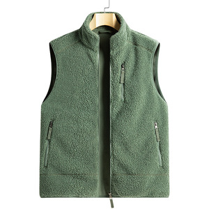 Chaleco de Forro Polar para Hombre MANWA, Talla Grande, Color Sólido, Cuello Alto, Cierre de Cremallera, Transpirable, Poliéster/Algodón, Ropa Exterior Informal para Otoño - Product Image 1