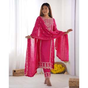 ชุดเสื้อผ้าชีฟองสำหรับงานปาร์ตี้ แบบเสื้อ-กางเกงพร้อมผ้าคลุมไหล่ แขนสามส่วน - Product Image 5