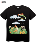 T-shirt personnalisé noir en polyester/coton tricoté, imprimé DTF, pour hommes et femmes, avec logo personnalisé, transfert thermique vinyle, nouveau design