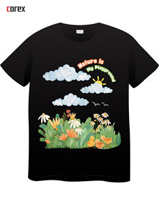 T-shirt personnalisé noir imprimé DTF pour homme et femme, nouveau design, logo personnalisé, transfert thermique en vinyle, autocollant DTF - Product Image 4