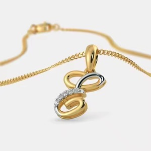 จี้เพชรทรงบริลเลียนต์เคลือบทอง 14K/18K สำหรับผู้หญิง เพชรเลี้ยงในห้องปฏิบัติการ รับรองโดย IGI น้ำหนัก 0.44 กะรัต ตัวอักษรสำหรับจี้  เหมาะสำหรับวันครบรอบแต่งงาน - Product Image 1