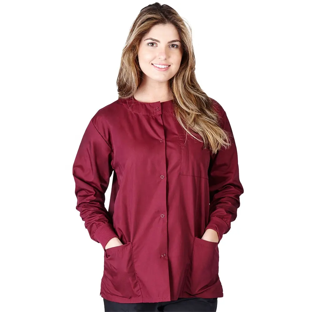 Medical Nursing NATURAL UNIFORMS Warm Up Top Scrubs Jackets Lab Coats for Women Maroon Medical Uniforms For Women Clothing