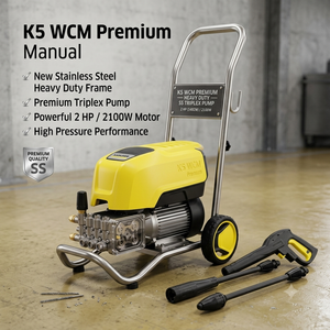 เครื่องฉีดน้ำแรงดันสูง K5 WCM รุ่นพรีเมียม แบบแมนนวล ผลิตจากสแตนเลสอย่างดี ทนทาน ใช้ปั๊มไตรเพล็กซ์ 2 แรงม้า 2100 วัตต์ - Product Image 1
