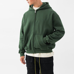 Modern Heavyweight <b>Zip</b> Up Hoodie Men Cotton Fleece Oversized Fit Casual Streetwear <b>Full</b> Zipper Hooded <b>Sweatshirt</b> - Product Image 4