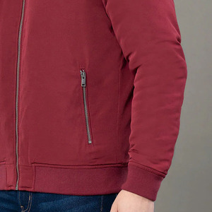 <b>Men's</b> Solid Color Fleece Bomber <b>Jacket</b> Stand Collar Zipper Closure Casual Autumn Wear Regular Fit Slim Style - Product Image 2