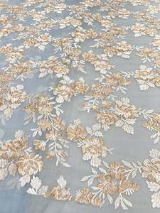 Premium Malty Embroidery Fabric <b>Sequin</b> Embroidered Mesh Lace Fabric for Wedding Bridal Couture and Fashion Apparel - Product Image 4