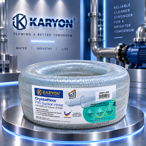 KARYON CrystalFlow PVC Suction Hose 50mm 20m Clear Reinforced Flexible Abrasion Resistant Water Transfer Hose for Construction - Product Image 1