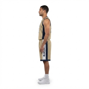 Conjunto de Uniforme de Baloncesto Reversible con Rayas para Hombre, Jersey y Pantalones Cortos Sublimados Personalizados, Secado Rápido, 100% Poliéster Transpirable - Product Image 3