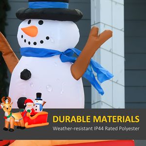 Decorazione Natalizia Gonfiabile da Esterno: Babbo Natale su Slitta con Renne e Pupazzo di Neve, 6,5 Piedi di Lunghezza, con Luci LED - Product Image 5